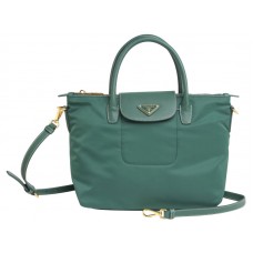 Prada Tessuto Nylon Bőr Díszítésű Táska Zöld