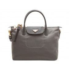 Prada Tessuto Nylon Bőr Díszítésű Táska Szürke