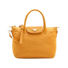 Prada Tessuto Nylon Bőr Díszítésű Táska Sárga