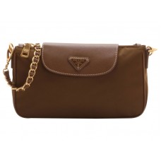 Prada Tessuto Nylon Saffiano Bőr Csuklópánt Táska Barna