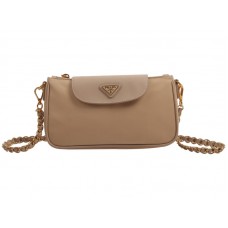 Prada Tessuto Nylon Saffiano Bőr Csuklópánttal Krémszínű
