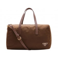 Prada Vela Nylon Felső Fogantyús Táska Barna