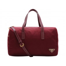 Prada Vela Nylon Felső Fogantyús Táska Burgundi