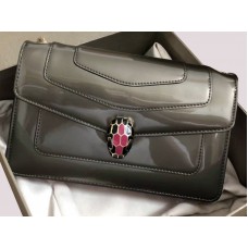 Bvlgari Serpenti Forever fülbevaló borító 22 cm metál borjúbőr sötétszürke