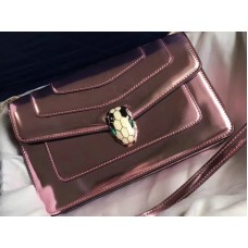 Bvlgari Serpenti Forever fülbevaló 22 cm-es metál borjúbőr rózsaszín kvarc