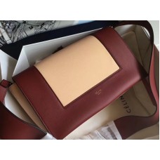 Celine Közepes Keretű Válltáska Calskin Burgundy És Teveszínű
