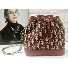 Dior Diorissimo Húzózsinóros Vödör Táska Burgundi Színben