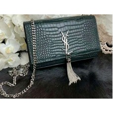 Saint Laurent Kate közepes bojtos krokodilzöld fényes bőr napszemüveg
