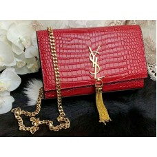 Saint Laurent Kate közepes bojtos krokodilbőr napszemüveg piros