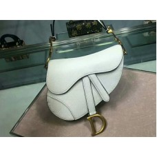 Dior Mini Nyereg Borjúbőr Táska Arany Hardverekkel Fehér M0447s3