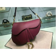 Dior Nyereg Borjúbőr Táska Arany Hardverrel Bordó M0446l2