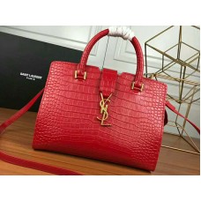 Saint Laurent Cabas Ysl Small sima bőr piros