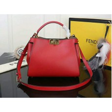 Fendi Peekaboo Essential Borjúbőr Táska Piros