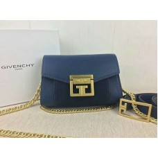Givenchy Kis gv3 Táska Szemcsés Bőrből És Szarvasbőrből Kék Színben