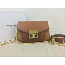 Givenchy Kis GV3 Táska Szemcsés Bőrből és Szarvasbőrből Barna