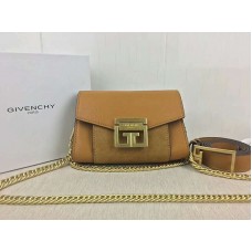 Givenchy Kis GV3 Táska Szemcsés Bőrből és Velúrból Teveszínben