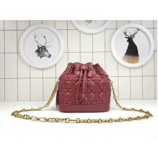 Dior Mini Miss Dior Báránybőr Vödör Táska Bordó