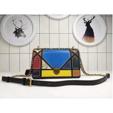 Dior Diorama borjúbőr táska patchwork többszínű kék színben