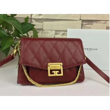 Givenchy gv3 Borjúbőr Steppelt Bőr Zsebtáska Burgundi