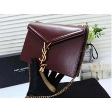 Saint Laurent Cassandra Monogram Csatos Táska Borjúbőr Burgundi Színben