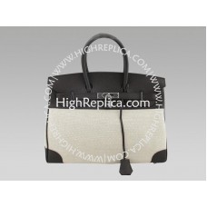 Hermès Birkin 35 cm-es Toile és Togo Bőr Táska Fekete