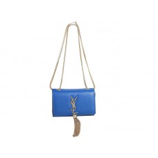 Yves Saint Laurent Mini Monogram Táska Eredeti Kék Bőrből