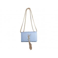 Yves Saint Laurent Mini Monogram Táska Eredeti Bőrből, Világoskék