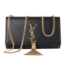 Yves Saint Laurent Kis Monogramos Táska Eredeti Bőr Fekete Színben