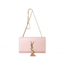 Yves Saint Laurent Kis Monogramos Táska Eredeti Bőrből Világos Rózsaszínben