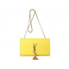 Yves Saint Laurent Kis Monogramos Táska Eredeti Bőrből Sárga