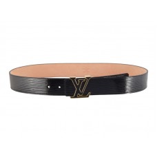 Louis Vuitton Initials Epi bőr öv, fekete, arany csattal