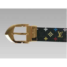 Louis Vuitton fekete többszínű klasszikus öv arany csattal