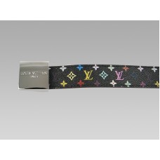 Louis Vuitton fekete, többszínű öv, ezüst csattal