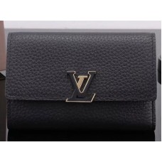 Louis Vuitton Taurillon Bőr Capucines Compact Wallet Noir m62157