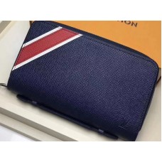 Louis Vuitton Taiga Csíkos Bőr Zippy XL Pénztárca Sötétkék M64019