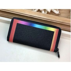 Louis Vuitton Taiga bőr pénztárca függőleges, színes szegéllyel, fekete m30569