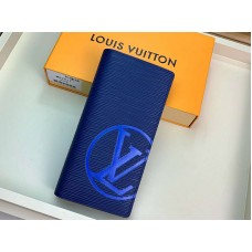 Louis Vuitton Epi Bőr Brazza Pénztárca Sötétkék Színben, Kék Monogramokkal M67911