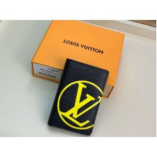Louis Vuitton Epi Bőr Zsebrendező Fekete Sárga Monogramokkal M67904