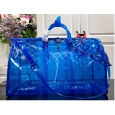 Louis Vuitton Monogram Dombornyomott PVC Keepall Bandouliere 50 Kék?m53272