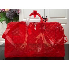 Louis Vuitton Monogram Dombornyomott PVC Keepall Bandouliere 50 Piros m53274