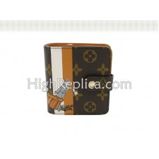 Louis Vuitton Monogram Groom Kompakt Cipzáras Pénztárca Narancssárga